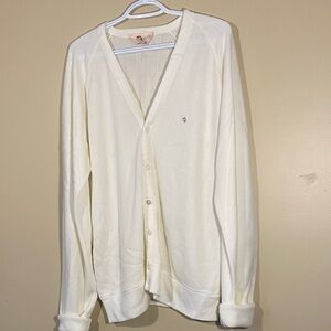 Arnold Palmer embroidered Logo Classic Cream Cardigan Rolled sleeve